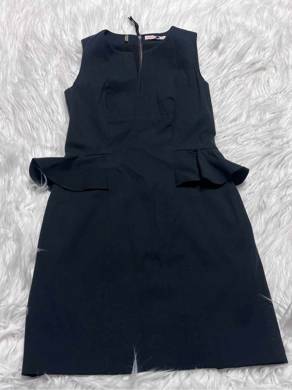 Rebecca Taylor Black Sleeveless Peplum Sheath Dress
